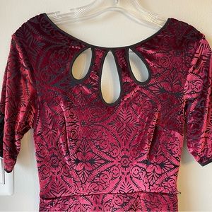ModCloth Red Velvet Keyhole Dress with Pockets Size XS